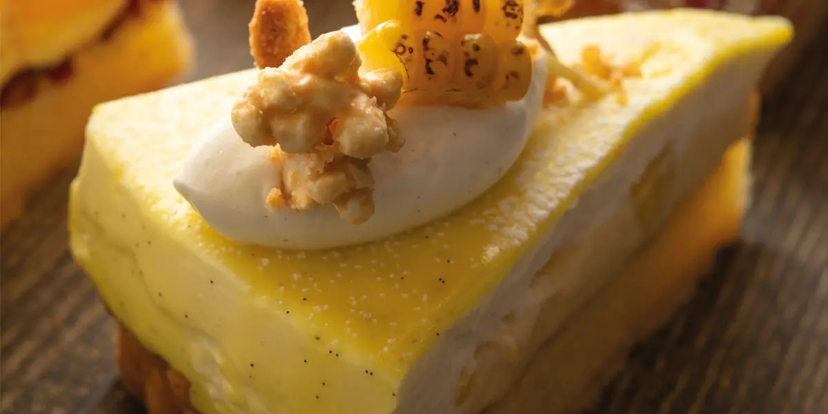 Pastel de maíz y mascarpone de Hiroyuki Emori