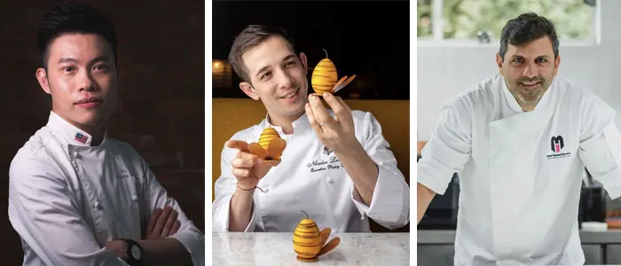 Wei Loon Tan, Nicolas Lambert y Juan Manuel Herrera, en los cursos online de PastryBCN