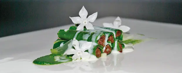 Canelón de berza pasiega y morcilla, de Sergio Bastard