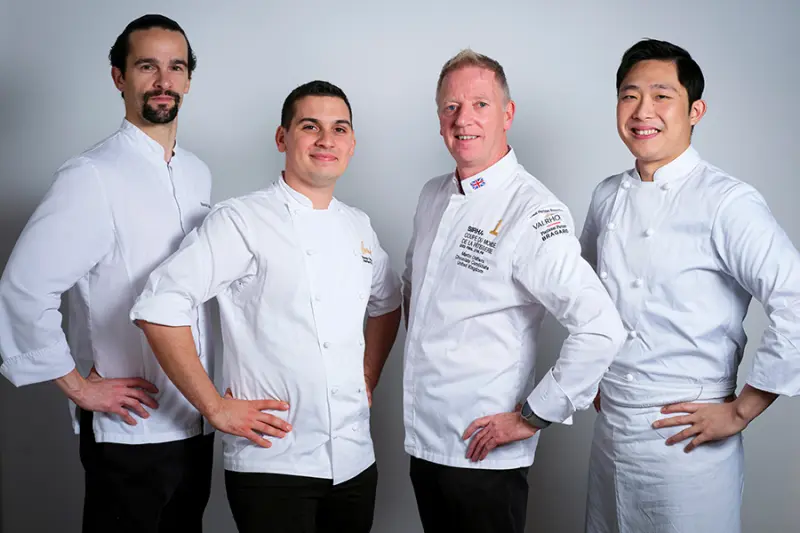 Candidatos Reino Unido: Benoît Defait, Francesco Genovese, el coach Martin Chiffers y Calvin Luk