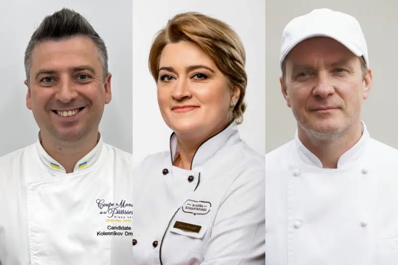 Candidatos de Ucrania: Dmytro Kolesnikov, Viiktoria Yashchuk y Viacheslav Emelianenko