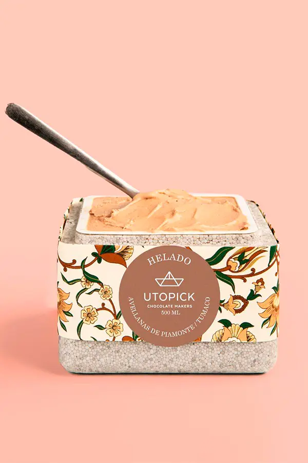 Helado de avellanas de Piamonte y chocolate con leche 56% cacao de origen Tumaco