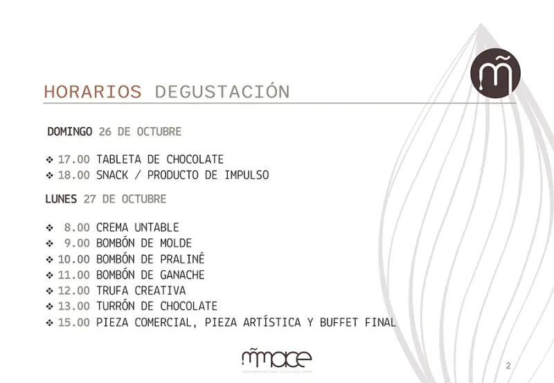 Horarios de la degustación