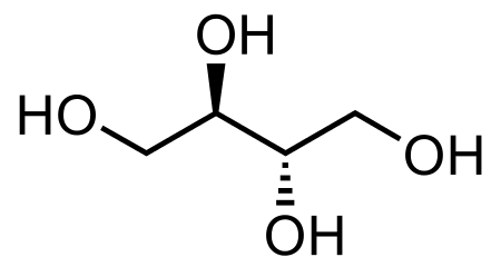 Fórmula molecular del eritritol.