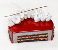 Entremet tarta de sésamo negro y frambuesa