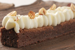 Brownie y crema de vainilla