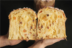 Corte del panettone una vez horneado