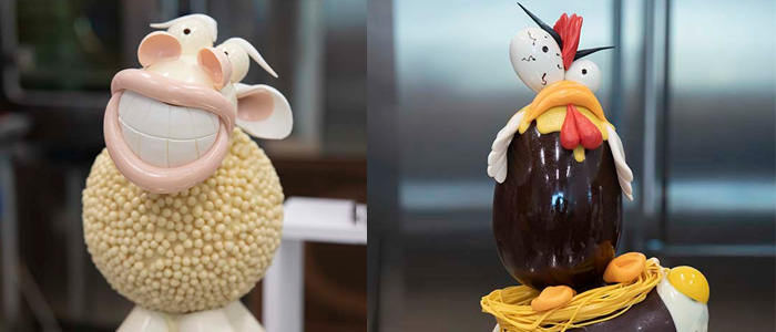 Dos huevos de Pascua de Gianluca Aresu: gallo y oveja